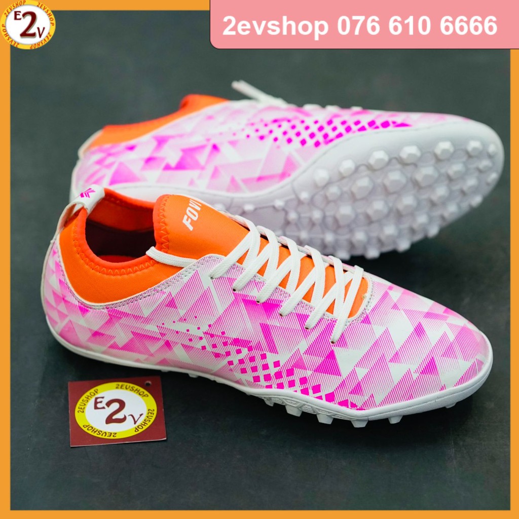 Giày đá bóng thể thao nam Fovi Debut Hồng, giày đá banh cỏ nhân tạo dẻo nhẹ - 2EVSHOP