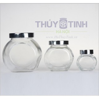 lọ thủy tinh nắp nhựa mạ bạc 50ml 180ml 380ml
