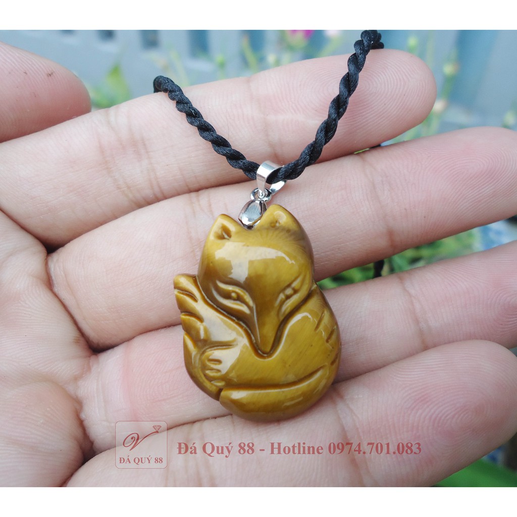 Mặt dây chuyền hồ ly 9 đuôi đá thạch anh mắt hổ vàng tự nhiên