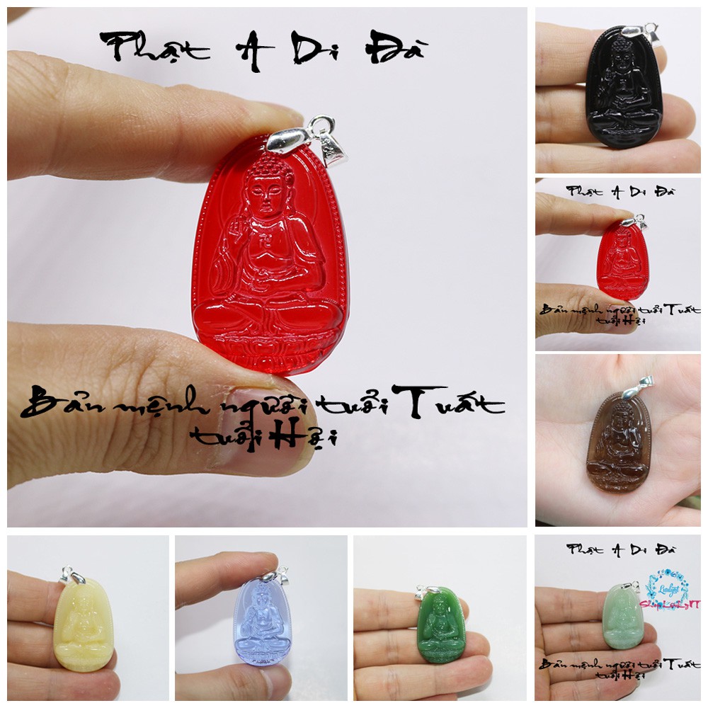 Mặt dây chuyền vòng đeo cổ cao cấp phật A Di Đà size nhỏ - Bản mệnh tuổi Tuất, Hợi - cầu tài lộc may mắn sức khỏe