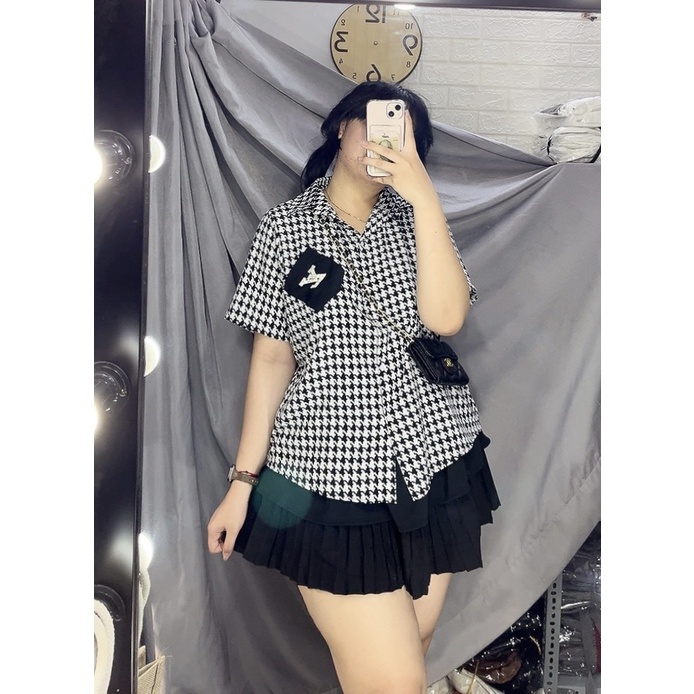 [Mã SKAMFSW175 giảm 10K đơn 50K] Áo sơmi nữ hoạ tiết bigsize từ 65 đến 90kg (ảnh mẫu chụp tại shop) | BigBuy360 - bigbuy360.vn