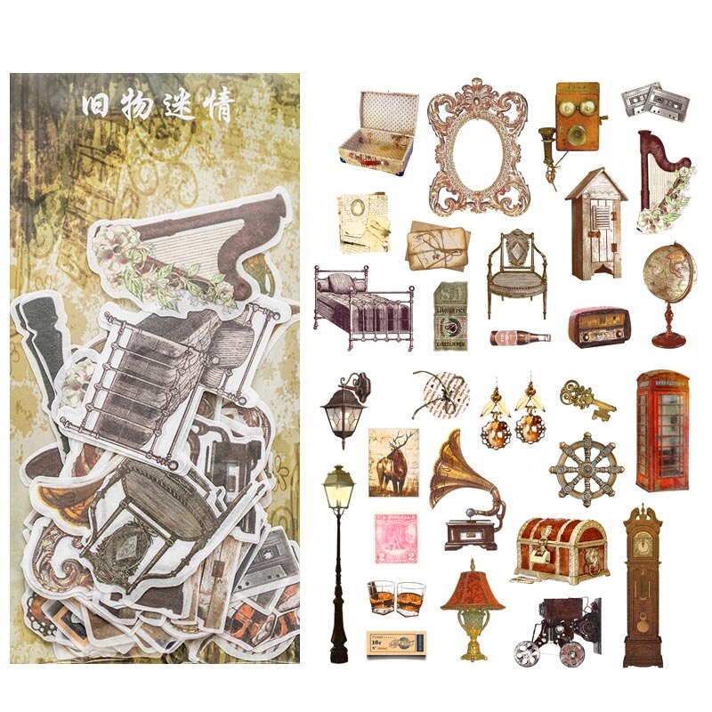 Set 60 miếng dán trang trí thiết kế nhiều mẫu phong cách cổ điển tùy chọn