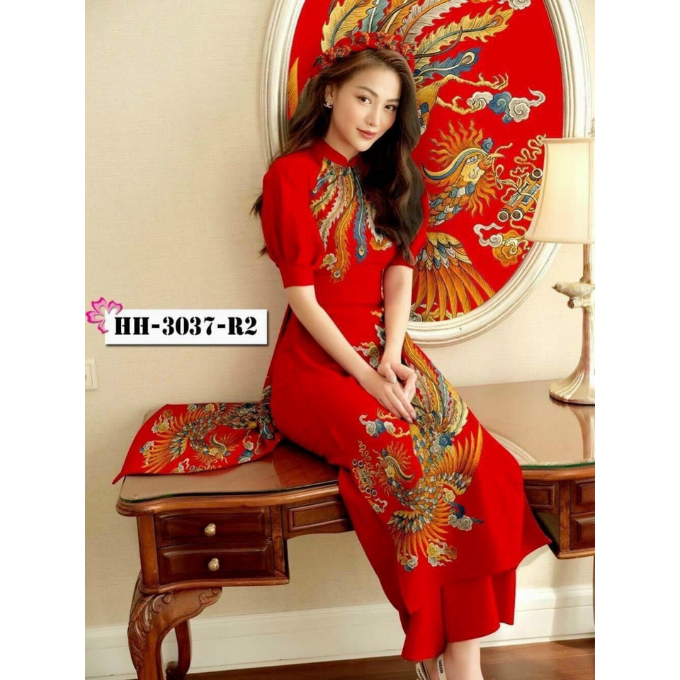 Sét áo dài truyền thống hoạ tiết mùa xuất đón tết siêu xinh TRIPBLE T DRESS - size M/L/XL/2XL - MS02L