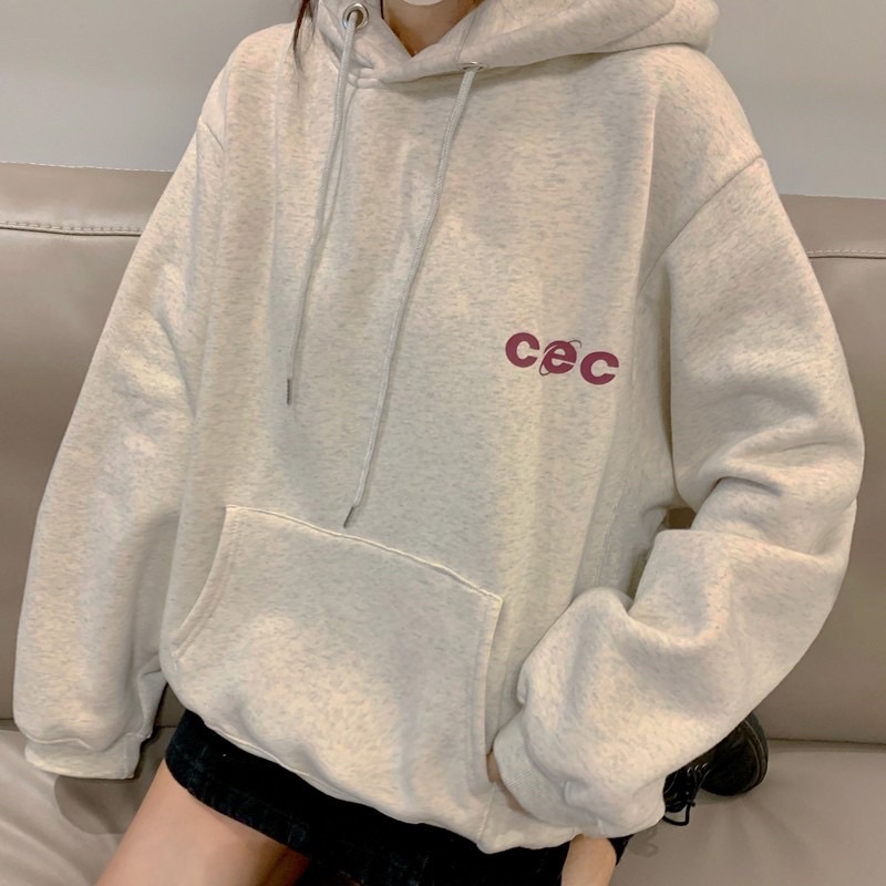 Áo Hoodie Tay Dài Nỉ Bông Unisex Chữ CEC