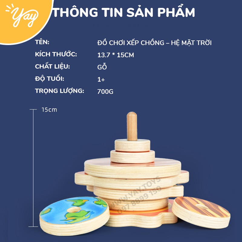 (2 chủ đề) Trò Chơi Tháp Vòng Gỗ Vũ Trụ/Hệ Mặt Trời  &amp; Sư Tử 1+ Mideer