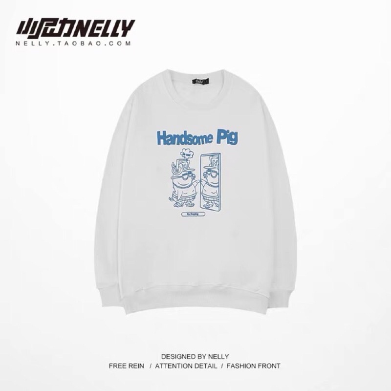 Áo sweater nelly heybig nỉ lót lông sale (có sẵn) handsome pig
