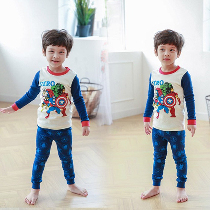 Kids Boys Superhero Design Pajamas Sleepwear Newborn Long Sleeve Top+Pants Leggings Warm Nightwear