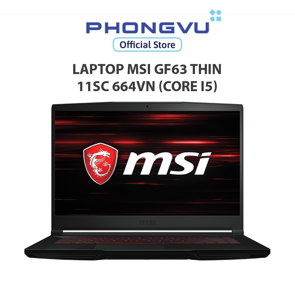 Laptop MSI GF63 Thin 11SC 664VN (15.6" Full HD 144Hz/ i5-11400H/ 512GB SSD/ GTX 1650) - Bảo hành 12 tháng