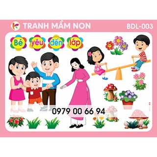 Tranh decal mầm non - bé yêu đến lớp 003