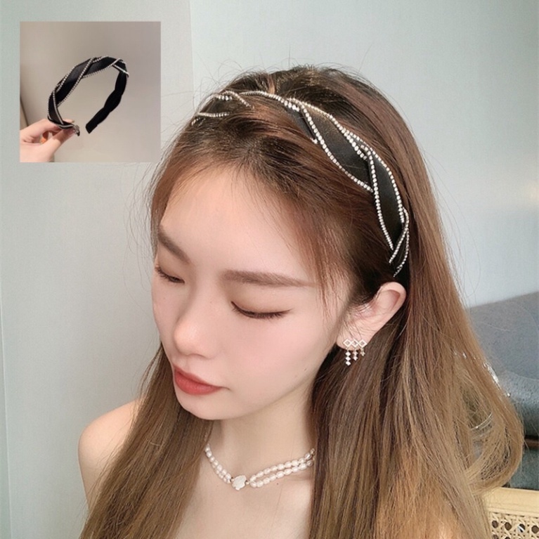 Băng đô tóc xoắn đính đá Hàn quốc