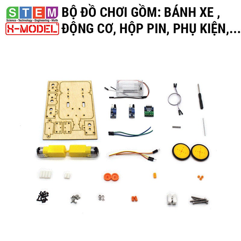 Đồ chơi STEM xe robot cảm biến dò đường tự động ST35 cho bé, Đồ chơi khoa học DIY| Giáo dục STEM X- MODEL