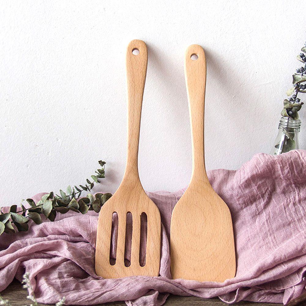 Xẻng Nấu Ăn Bằng Gỗ Chống Dính Với Tay Cầm Dài Tiện Dụng