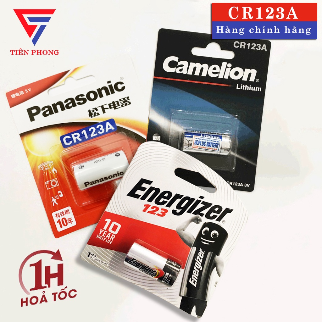 1 Vỉ Pin CR123,CR123A Energizer, Panasonic, Camelion Lithium Hàng Chính Hãng