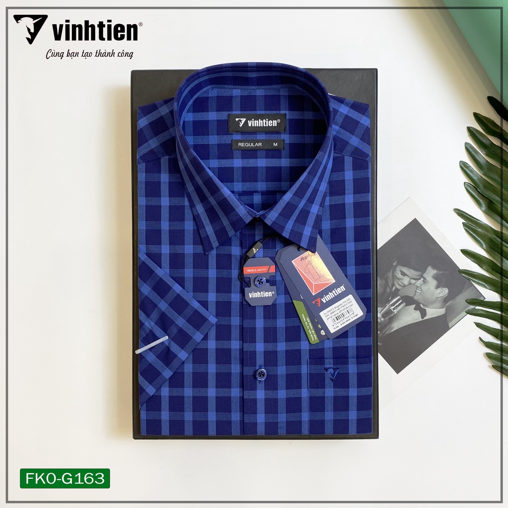 Áo Sơ Mi Nam Tay Ngắn Vĩnh Tiến Form Regular Vạt Ngang 330 - Mẫu 2