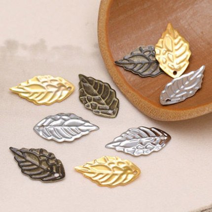 Set 20 phụ kiện kim loại kiểu chiếc lá dập nổi dùng làm đồ trang sức hoa tai dây chuyền thủ công