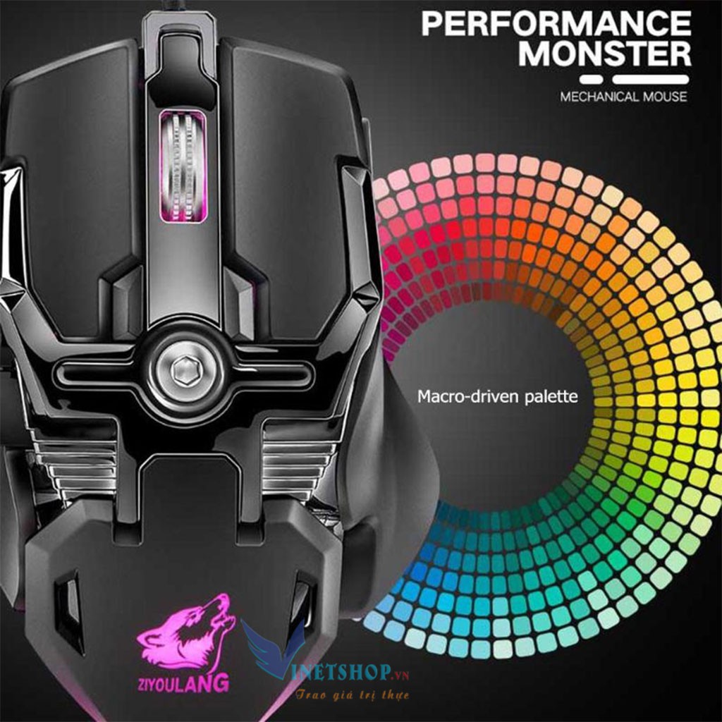 Chuột chuyên Game Có dây V15 6400 DPI, 8 nút Macro, Led RGB 16.8 triệu màu, Kiểu dáng sang trọng độc đáo -dc3696