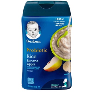 Bột gạo ăn dặm Gerber vị Chuối - Táo cho bé từ 6 tháng tuổi