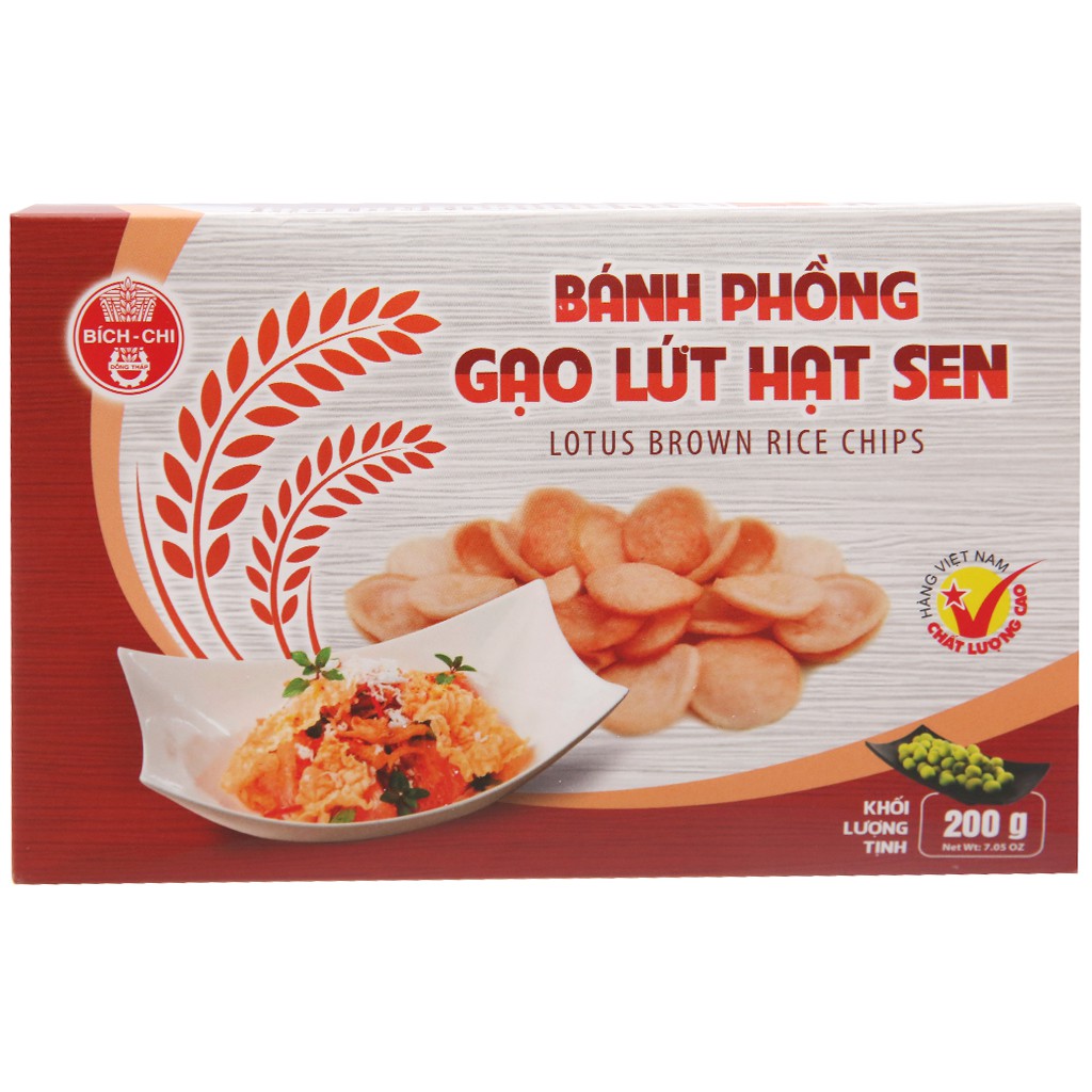 Bánh phồng gạo lứt hạt sen Bích Chi 200g