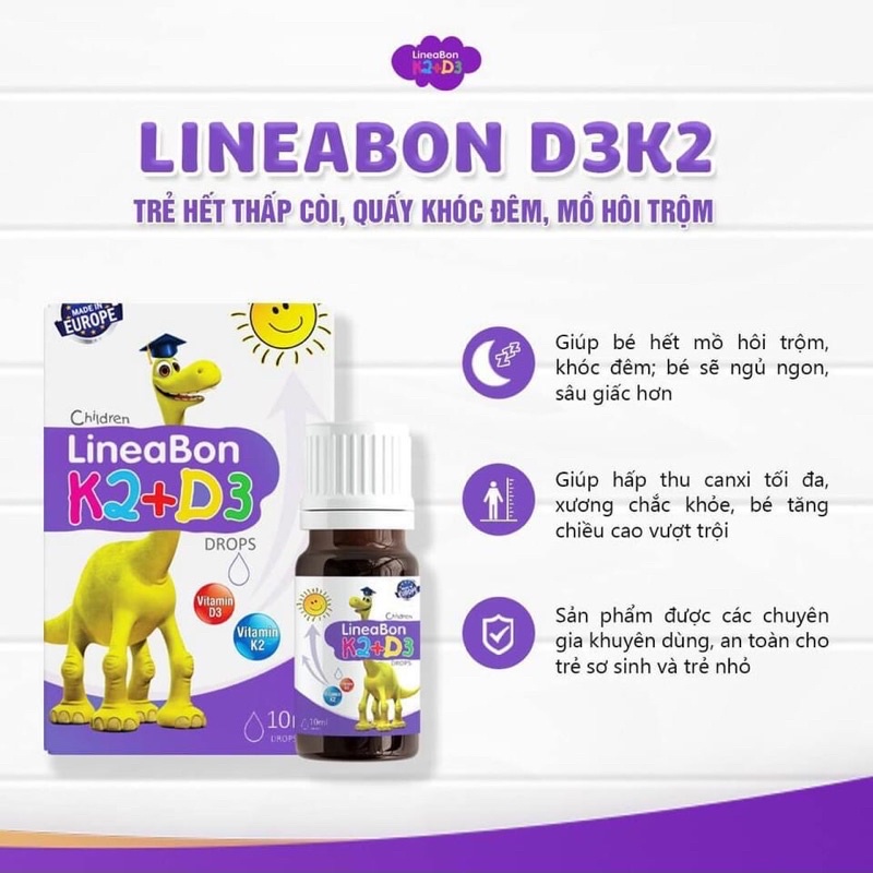 ✅  LINEABON K2 + D3 - Bổ sung K2, D3 giúp hấp thụ canxi tối đa, cao hơn thông mình hơn