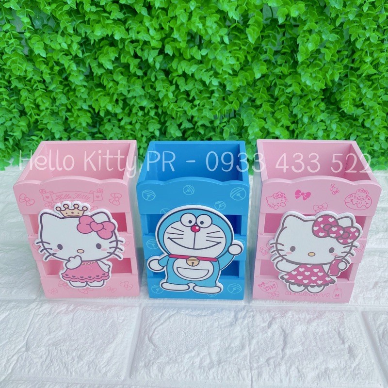 Hộp gỗ cắm bút Hello Kitty Doremon Doraemon