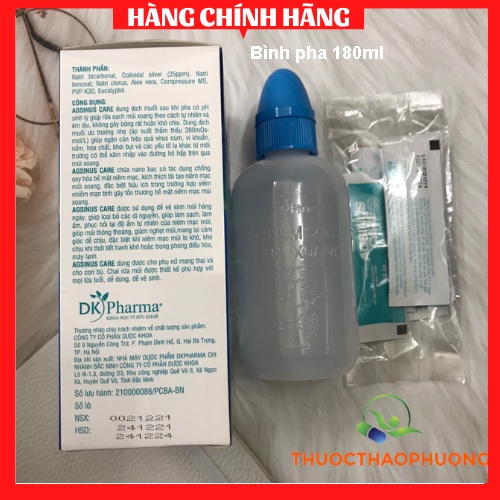 Bình rửa mũi xoang DK AGSINUS CARE dùng cho trẻ từ 06 tháng trở lên và người lớn (tặng kèm 10 gói muối pha)