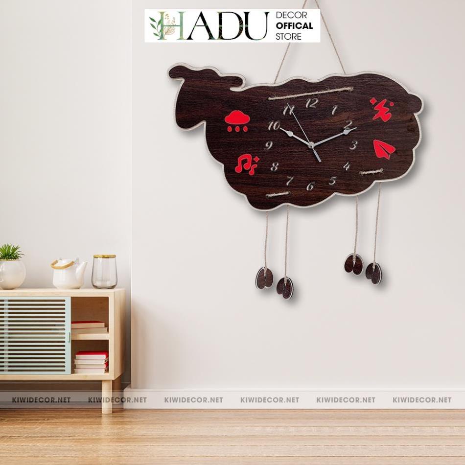 Đồng Hồ Treo Tường Decor Con Cừu Bằng Gỗ, Vintage Độc Đáo, Mới Lạ, Trang Trí Nhà Cửa, Homestay - HaduDecor