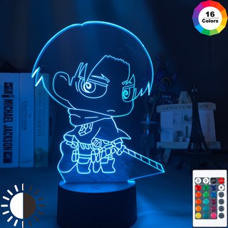 Ánh sáng ban đêm 3d tấn công Titan Levi Ackerman Hình Chibi Đèn ngủ để trang trí nội thất Ánh sáng đầy màu sắc Đèn ngủ pin Quà tặng