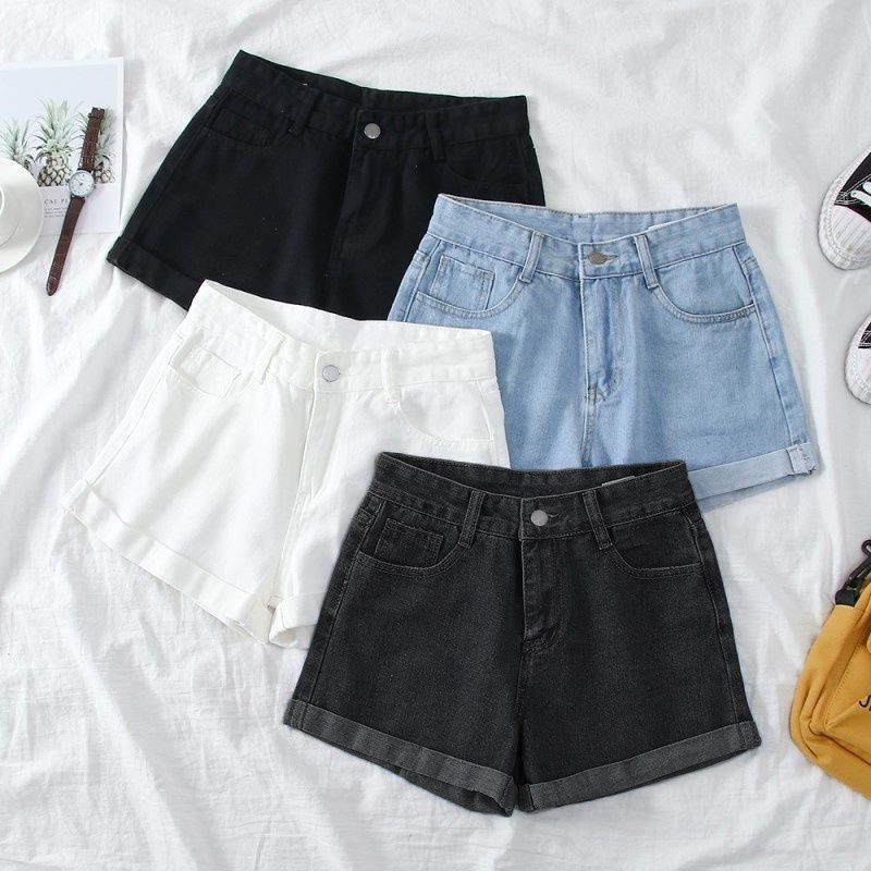 Quần Short Jean Nữ Lưng Cao Ống Rộng Dễ Phối Đồ