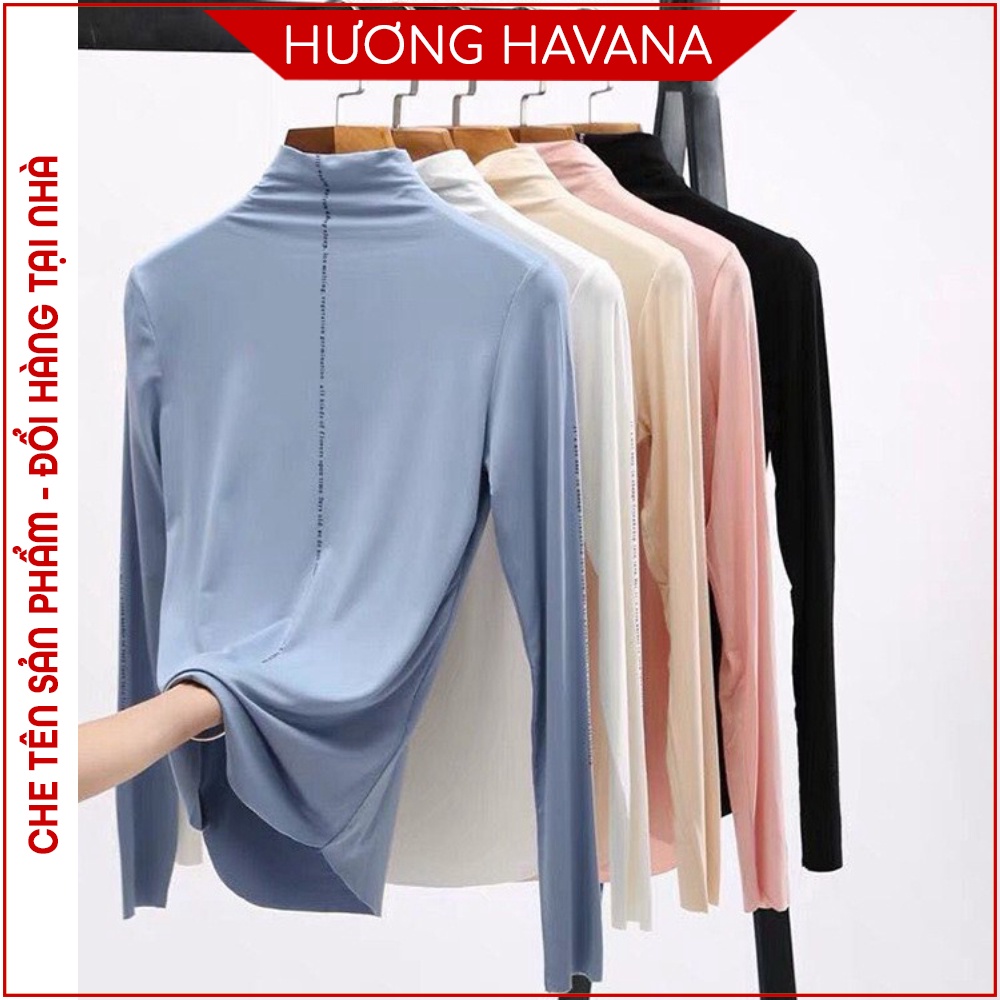 Áo giữ nhiệt nữ cổ 3cm chất thun đanh mịn freesize &lt;65kg - hàng cao cấp FA02