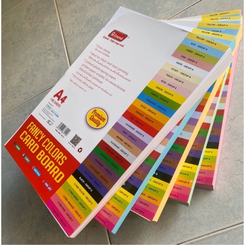 Giấy Bìa Màu A4 PGrand 180gsm Xấp 100 tờ