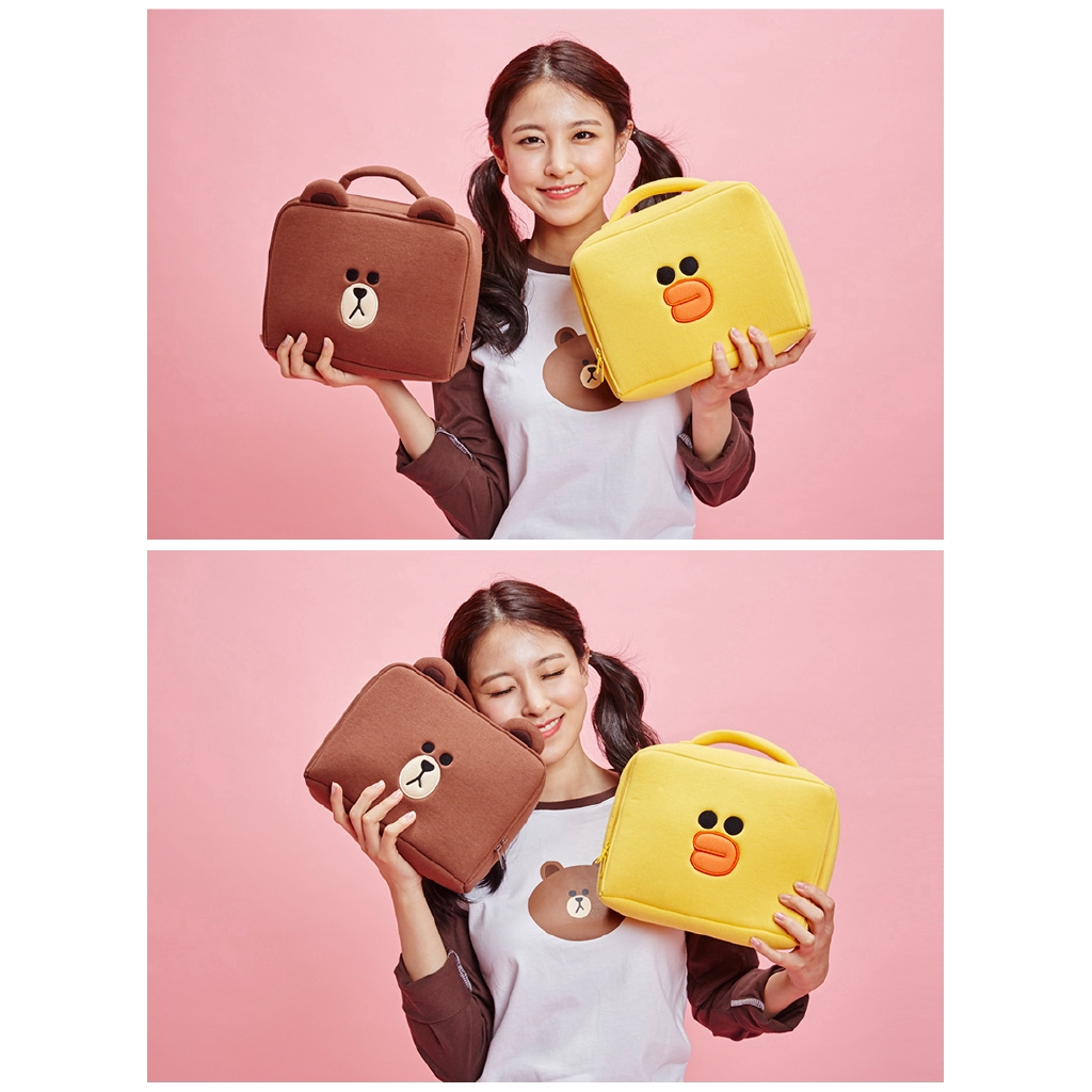 LINE FRIENDS Túi Đựng Mỹ Phẩm Hình Gấu Nâu Hoạt Hình Dễ Thương