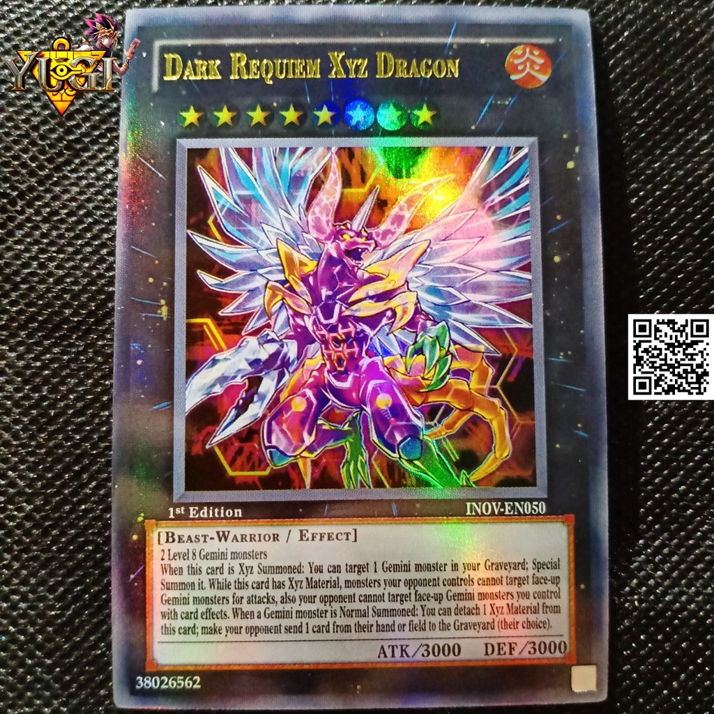 Bài yugi oh Dark Requiem Xyz Dragon có tem bạc phản quang lá hiệu ứng phản quang TẶNG Sleeves bọc bài 1458 D2 55