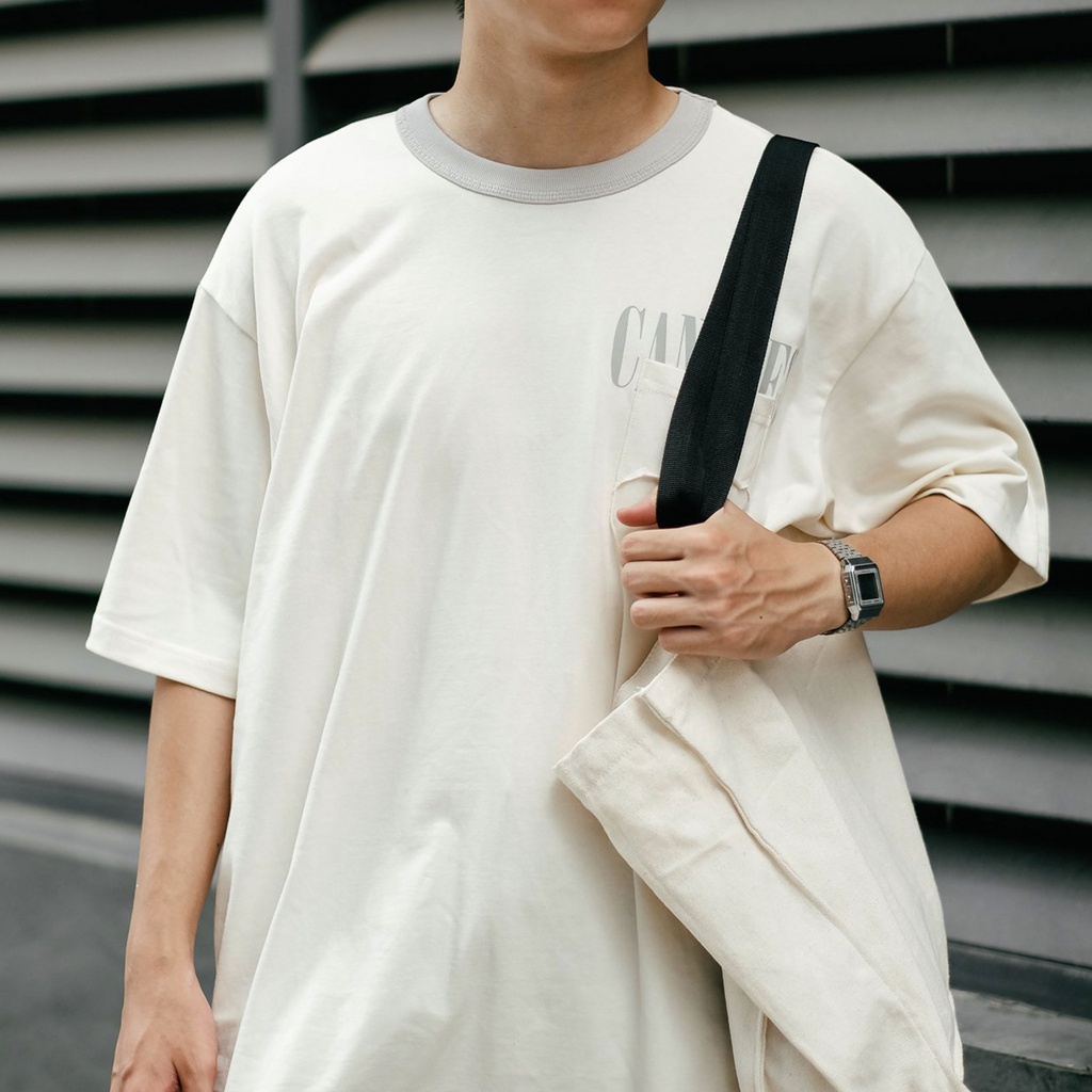 Áo phông nam nữ oversized CANDLES BYB POCKET thiết kế phối cổ năng động chất liệu Cotton 260gsm chính hãng