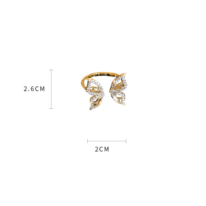 OIMG  Nhẫn Hở Hình Bướm Đính Đá Zircon