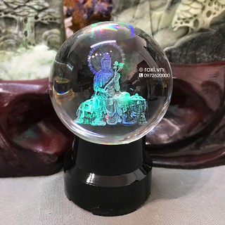 Quả cầu Pha Lê 3D Phổ Hiền Bồ Tát - Tặng kèm đế