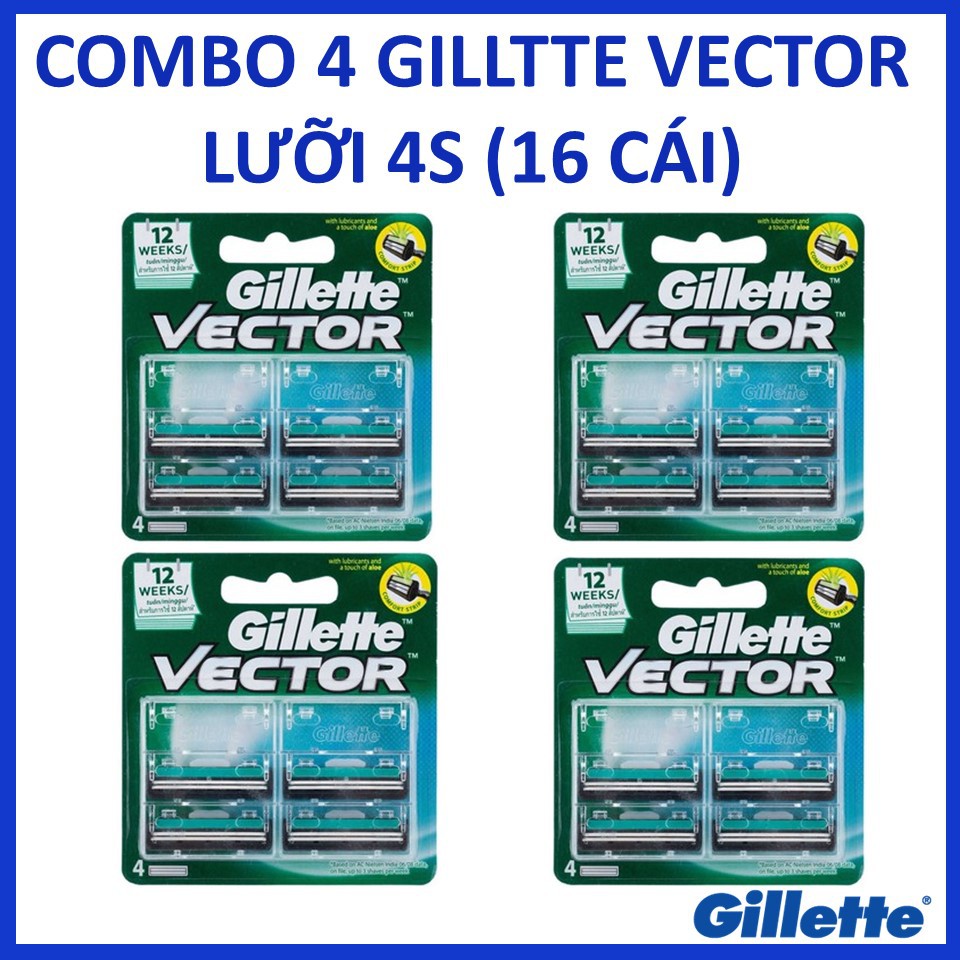 COMBO 4 Lưỡi cạo râu Gillette Vector lưỡi 4sX4