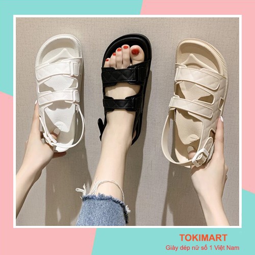 Sandal nữ, dép 2 quai ngang có quai hậu đi học trần trám, đi chơi thời trang DS3M, đế cao su mềm chống trơn truợt