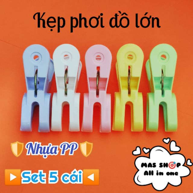 Combo 5 cái KẸP PHƠI ĐỒ - QUẦN ÁO LỚN nhựa PP siêu bền