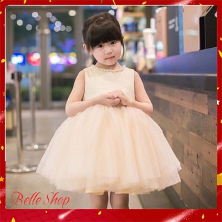 Đầm bé gái váy dự tiệc bé gái vàng cát đính cườm