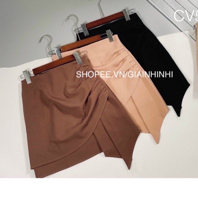 Chân váy chéo vạt dáng A, Chân váy dáng A cạp cao CV156 - NhiNhi Shop