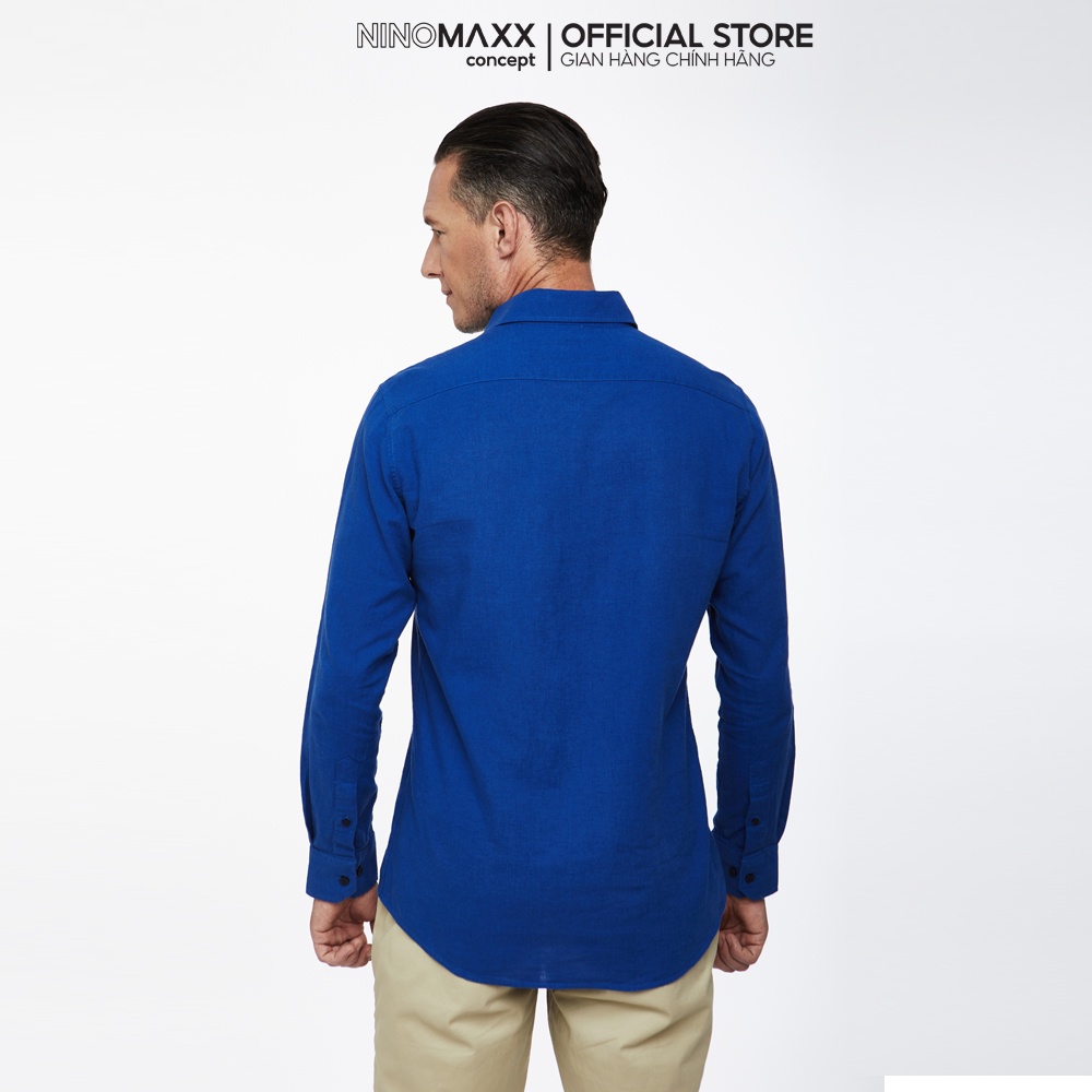 N&amp;M Áo sơ mi nam dài tay cotton pha lanh mã 1908094