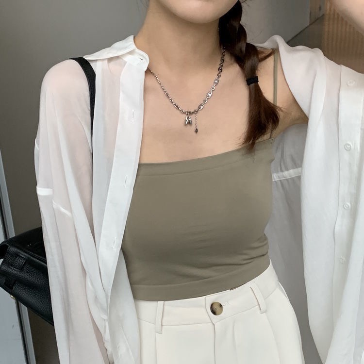 Áo Hai Dây Nữ Kiểu Ôm Có Mút Ngực Croptop Sexy Siêu Co Giãn AD12