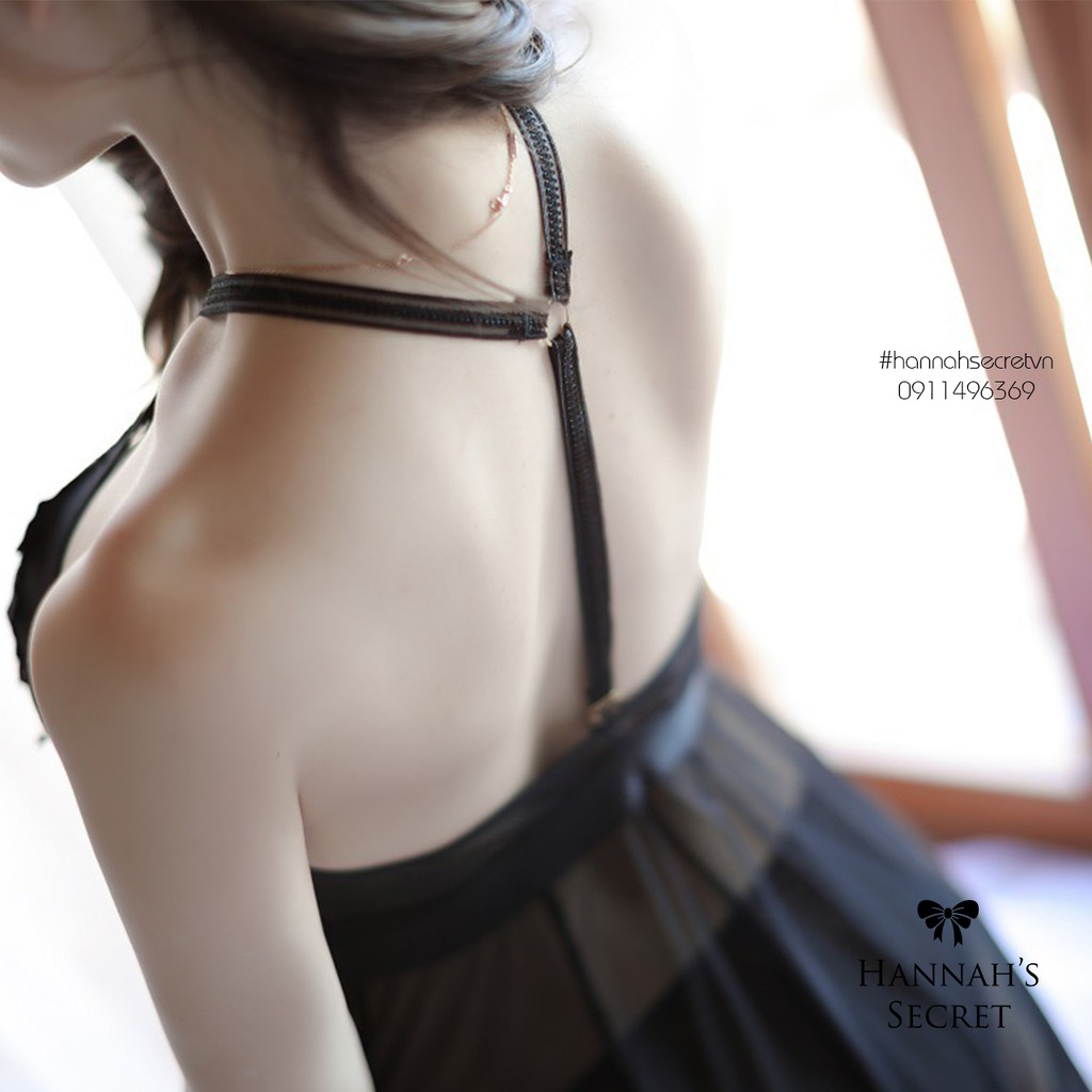 [ Ảnh thật ] Váy ngủ yếm hoa thêu kèm chip sexy