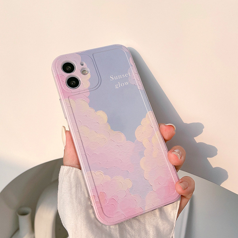 Fashion Soft Casing Gradient Smudge Pink Blue Sky Iphone 12mini 12/12Pro 12pro Max 11 11Pro Max SE 2020 X XS XR XsMax Case for Iphone 6 6s 6plus 7 8 7plus Back Cover