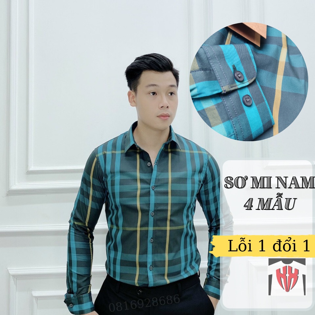 Áo Sơ Mi Kẻ Nam Dài Tay Đẹp Vải Cao Cấp KHÔNG Nhăn,Form Slimfit, Trơn 4 Màu,Áo Sơ Mi Nam Form Rộng Kẻ Sọc BBR -KXMEN-SM3