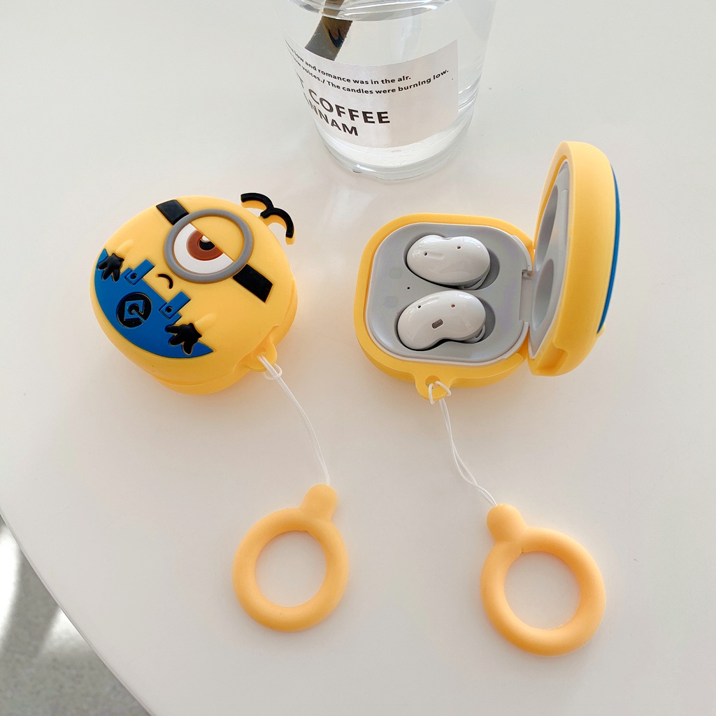 Vỏ Bảo Vệ Hộp Sạc Tai Nghe Bluetooth Samsung Galaxy Live/Pro/buds 2 Bằng Silicon Mềm Hình Minions 3D Dễ Thương