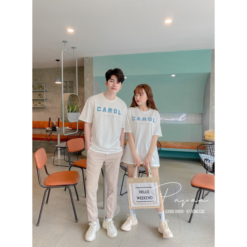 Áo phông nam nữ Hàn Quốc unisex chữ CAROL 117 PAPAA SHOP