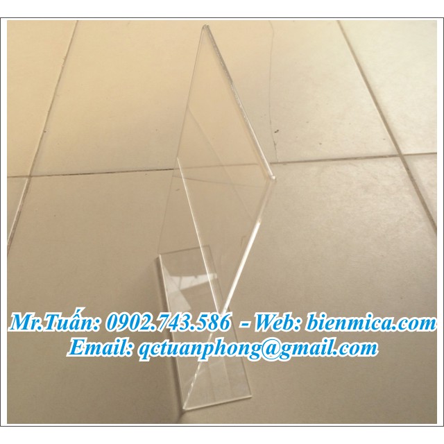 Kệ Menu Mica chữ L khổ A4 A5 A6 - Mica Đài Loan trong suốt 2mm