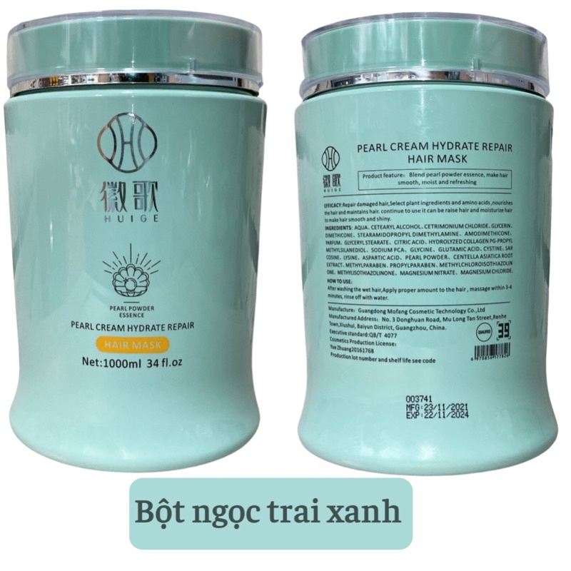 Kem ủ tóc HUIGE PEARL CREAM 1000ML BỘT NGỌC TRAI - Hấp tóc xả tóc siêu mềm mượt, Phục hồi hư tổn