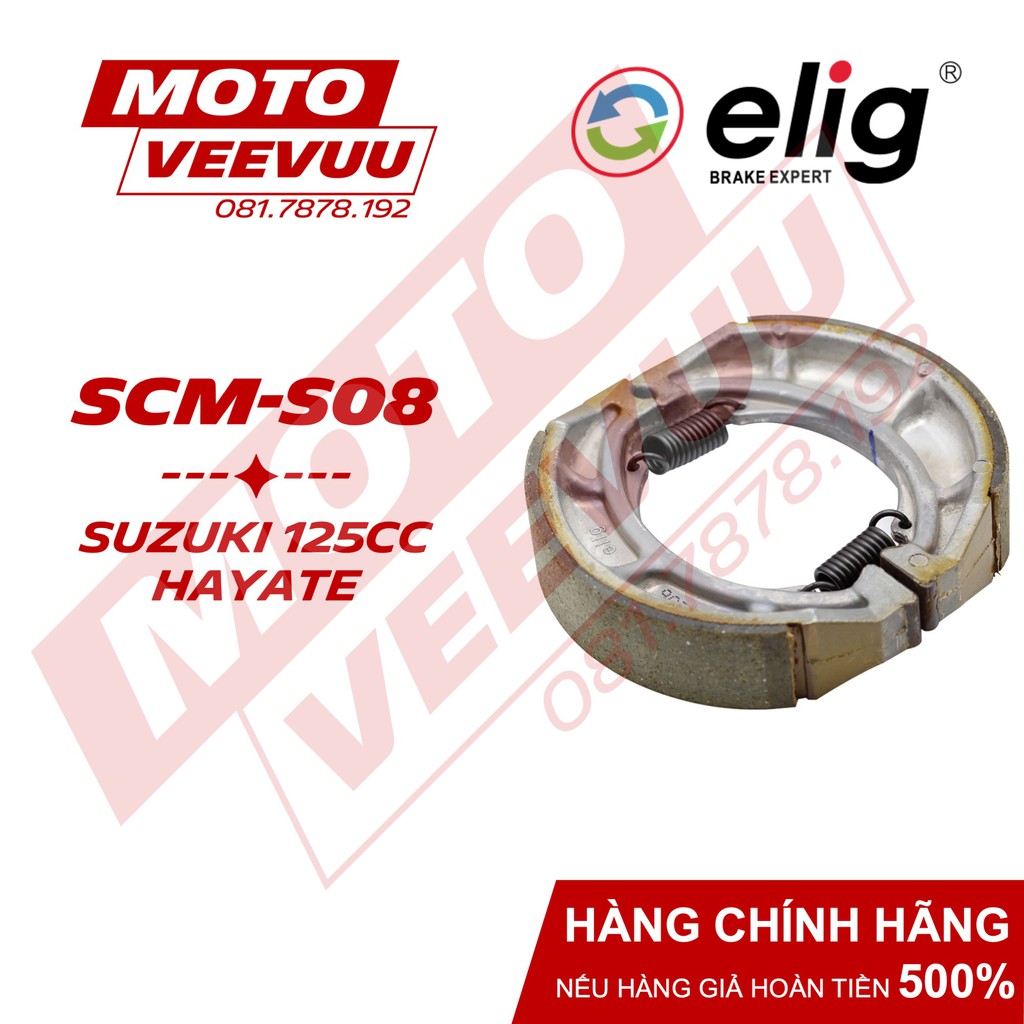 Bố thắng đùm, má phanh đùm ELIG SCM-S08 Dùng cho Suzuki 125CC, Hayate